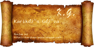 Karikás Géza névjegykártya