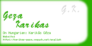 geza karikas business card